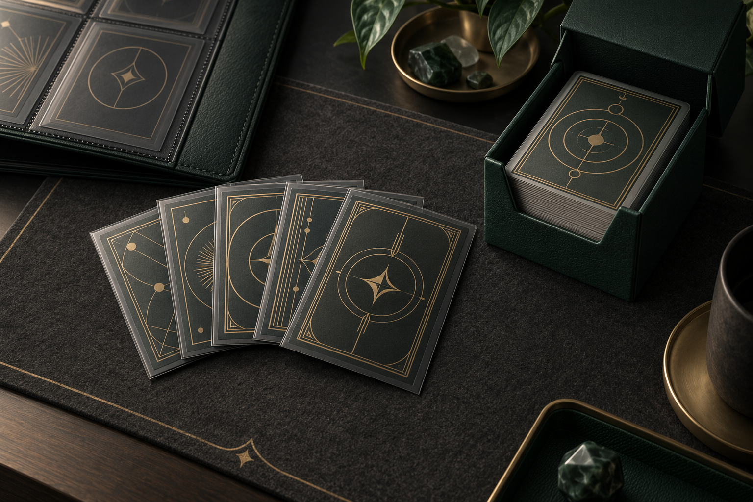 Sleeved cards and a deck box
